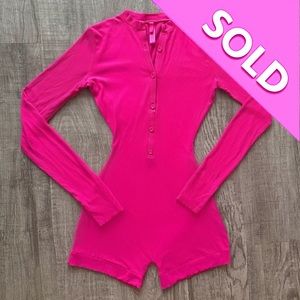 SKIMS Pink Henley Onesie